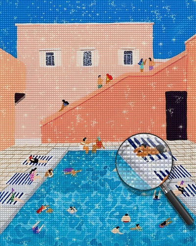 Außenschwimmbad Diamond Painting