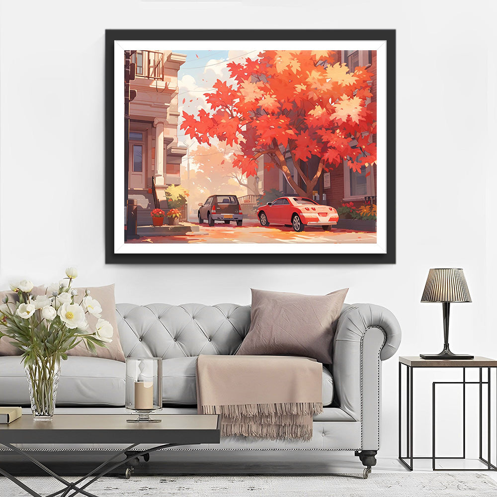 Auto unter einem Ahornbaum Diamond Painting