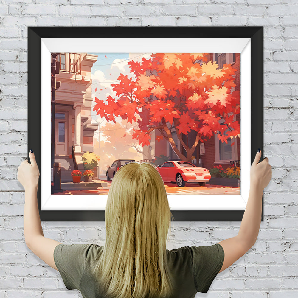 Auto unter einem Ahornbaum Diamond Painting