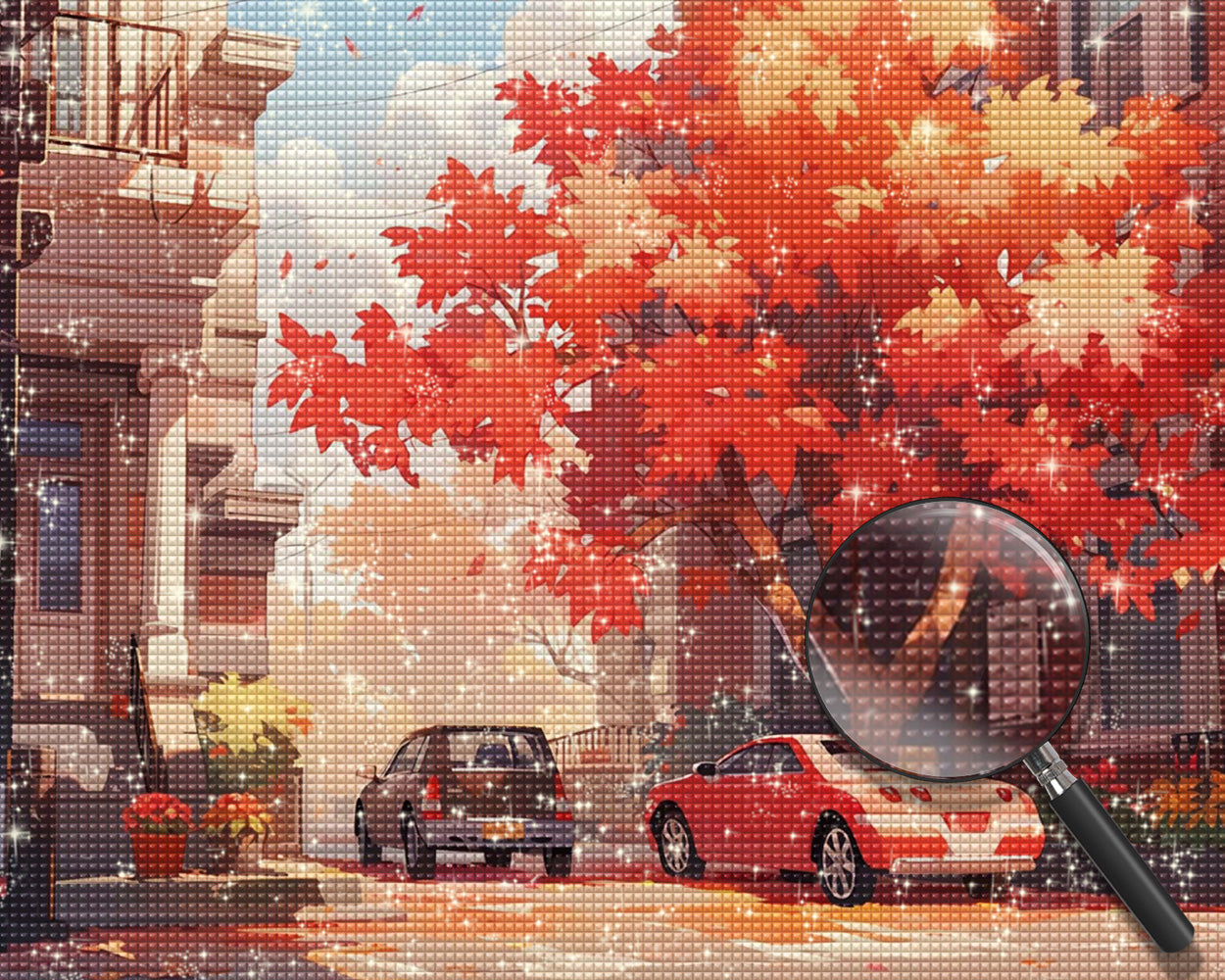 Auto unter einem Ahornbaum Diamond Painting