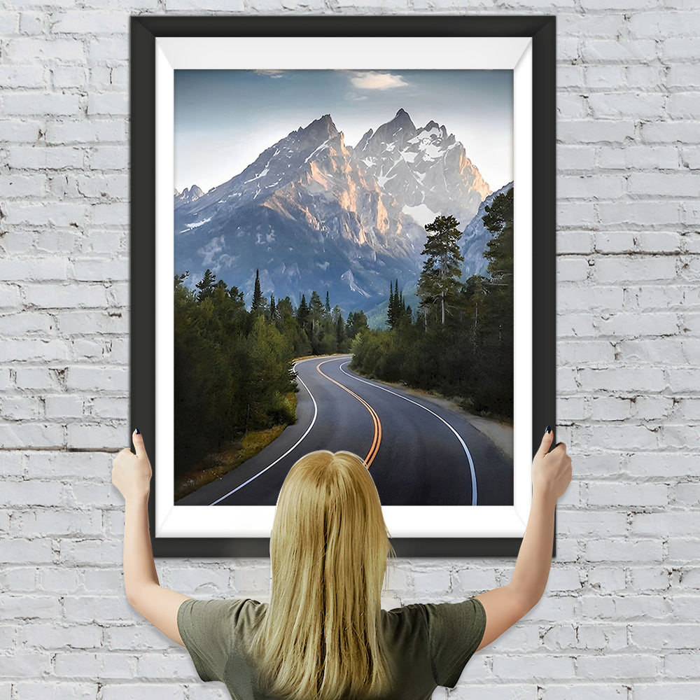 Autobahn am Fuß des Berges Diamond Painting