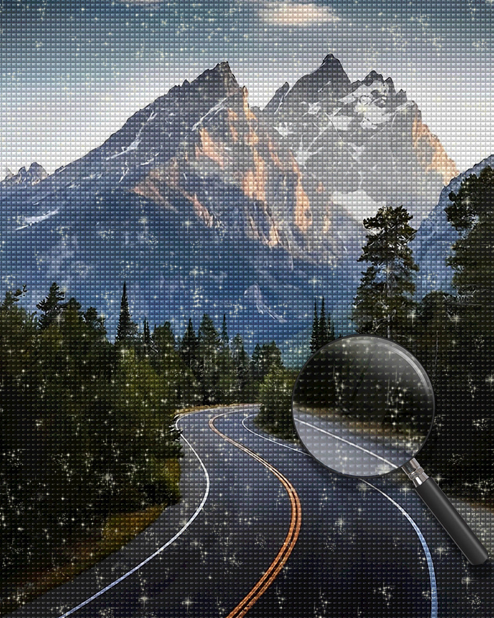 Autobahn am Fuß des Berges Diamond Painting
