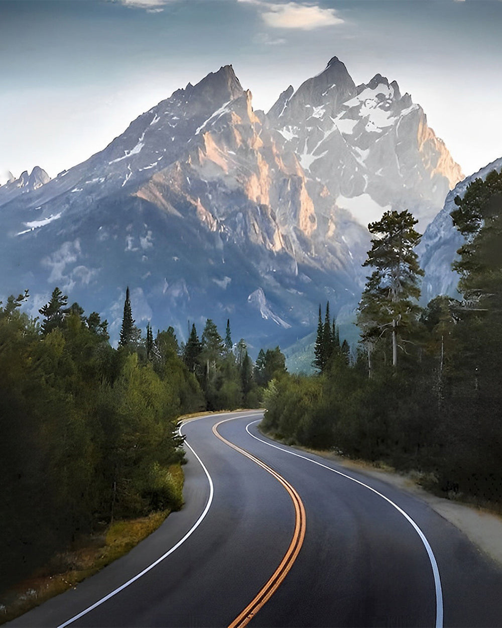 Autobahn am Fuß des Berges Diamond Painting