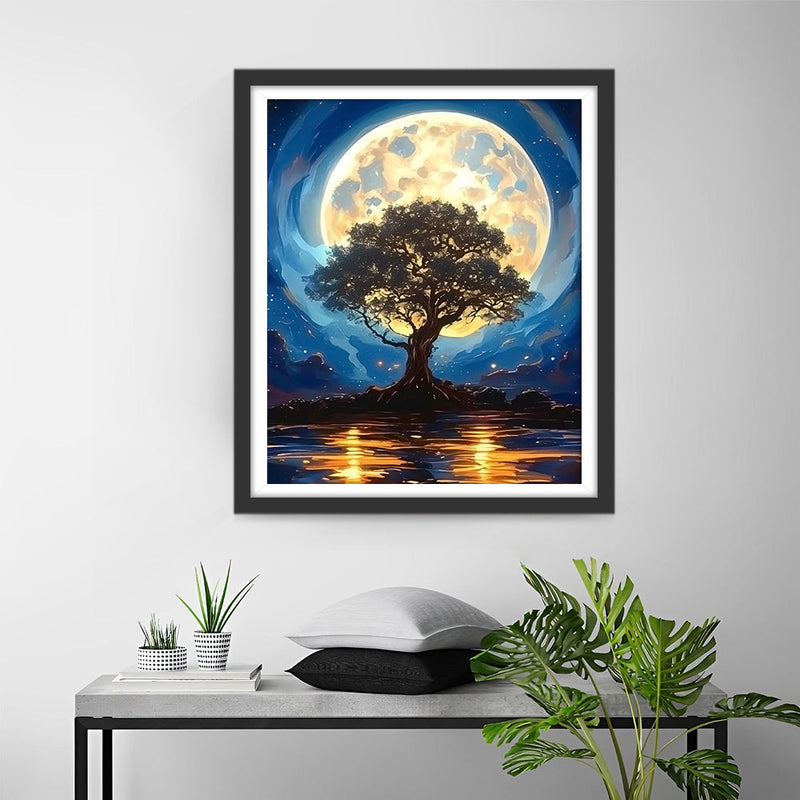 Baum Mond See Diamond Painting