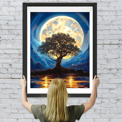 Baum Mond See Diamond Painting