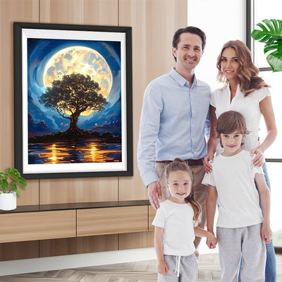 Baum Mond See Diamond Painting