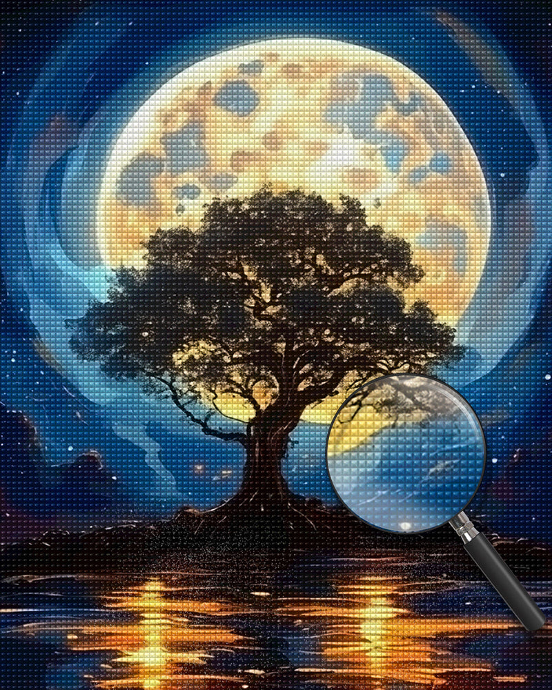 Baum Mond See Diamond Painting