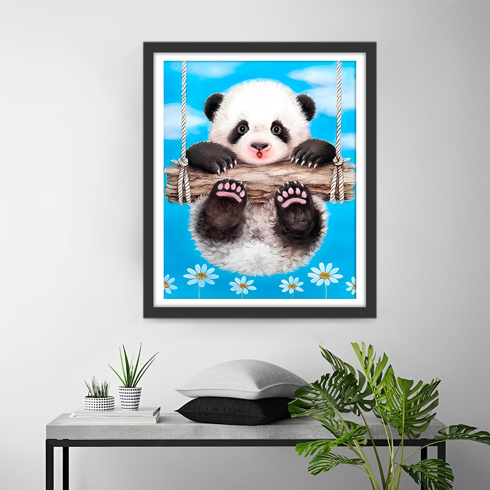 Baby Panda auf der Schaukel Diamond Painting