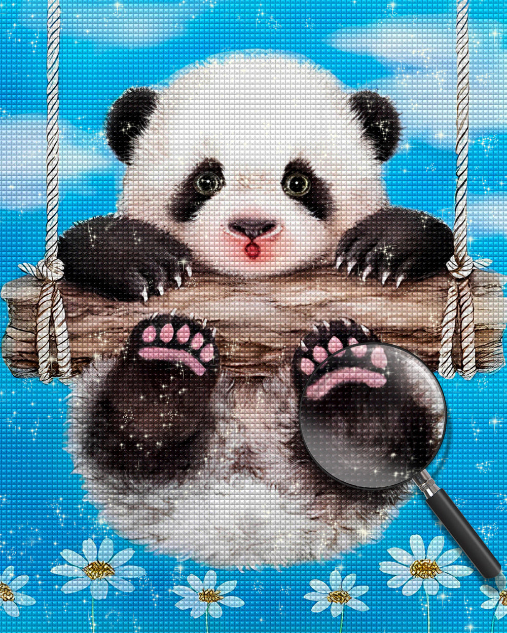 Baby Panda auf der Schaukel Diamond Painting