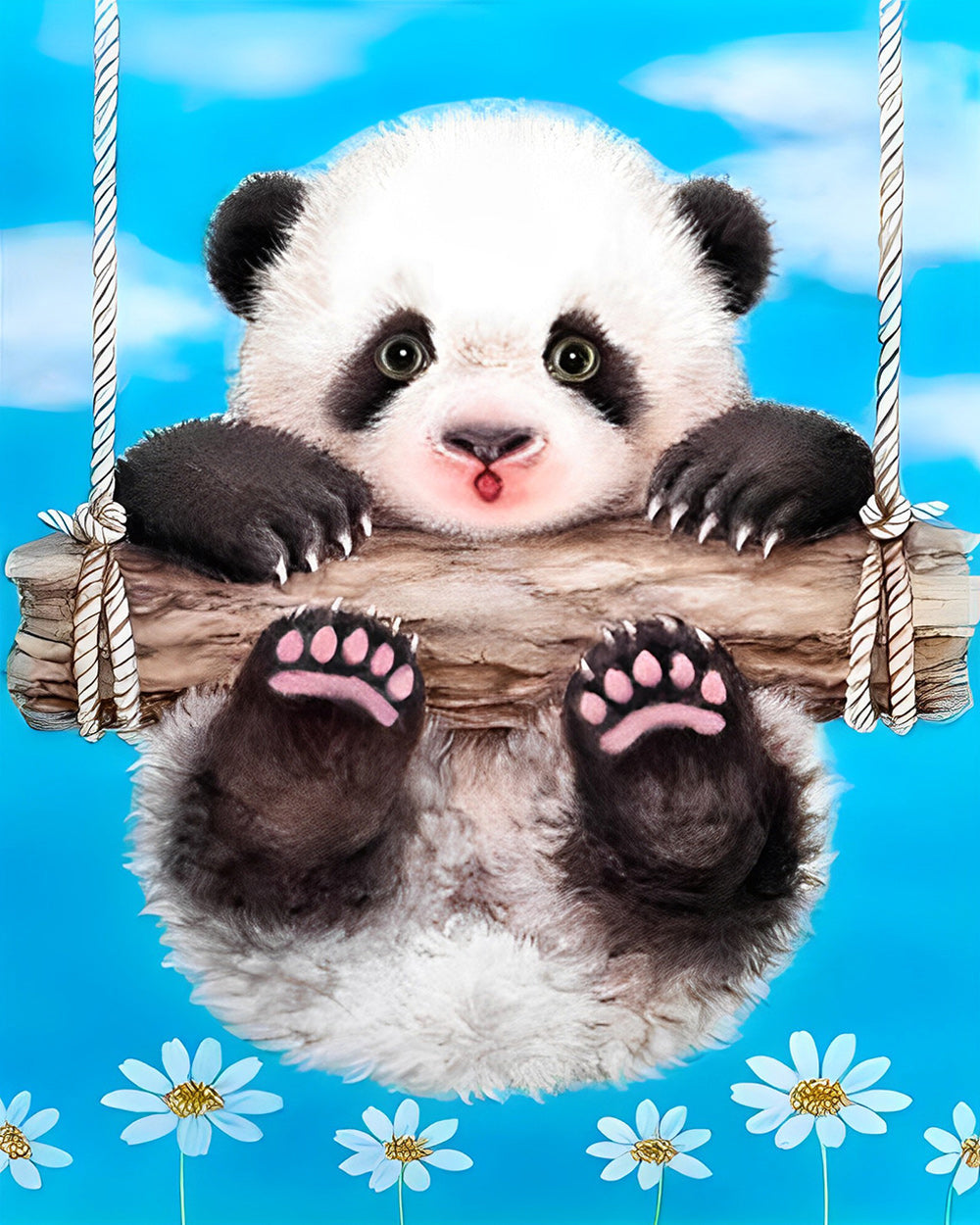 Baby Panda auf der Schaukel Diamond Painting
