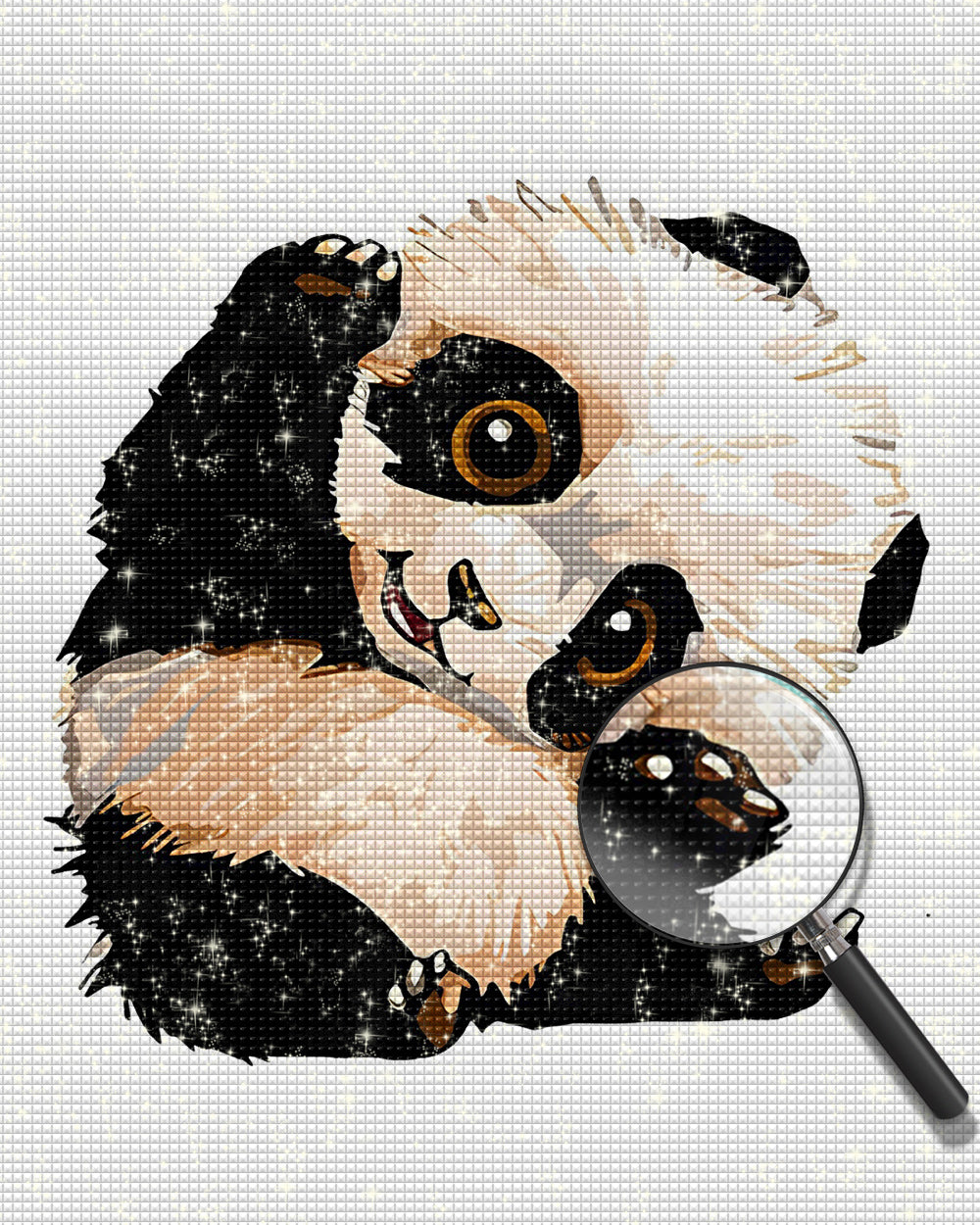 Baby Panda bei Dehnübungen Diamond Painting