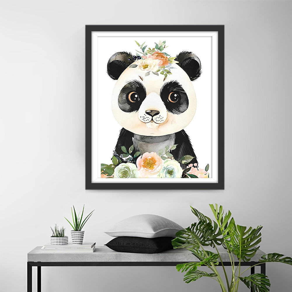Baby Panda hält Blumen Diamond Painting