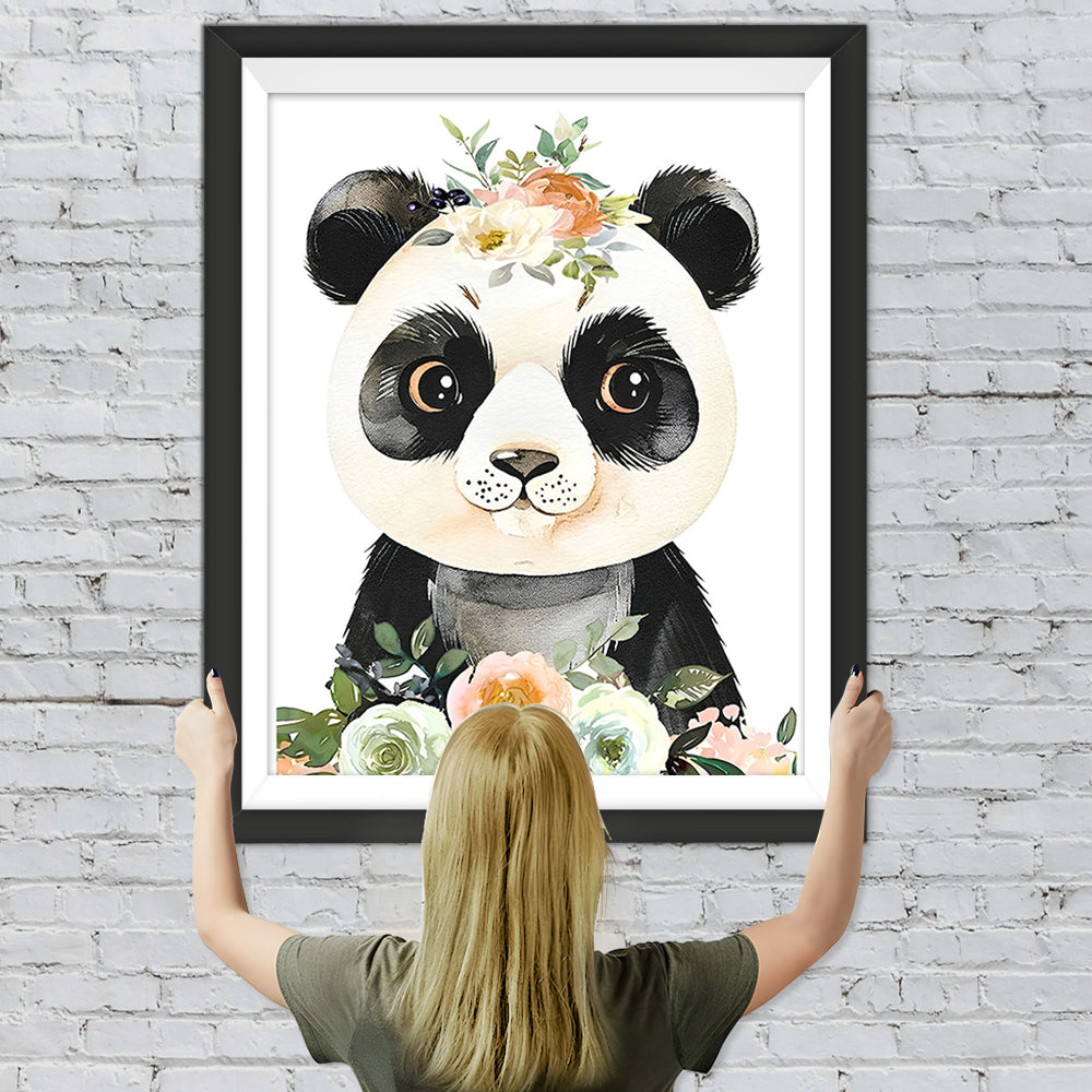 Baby Panda hält Blumen Diamond Painting