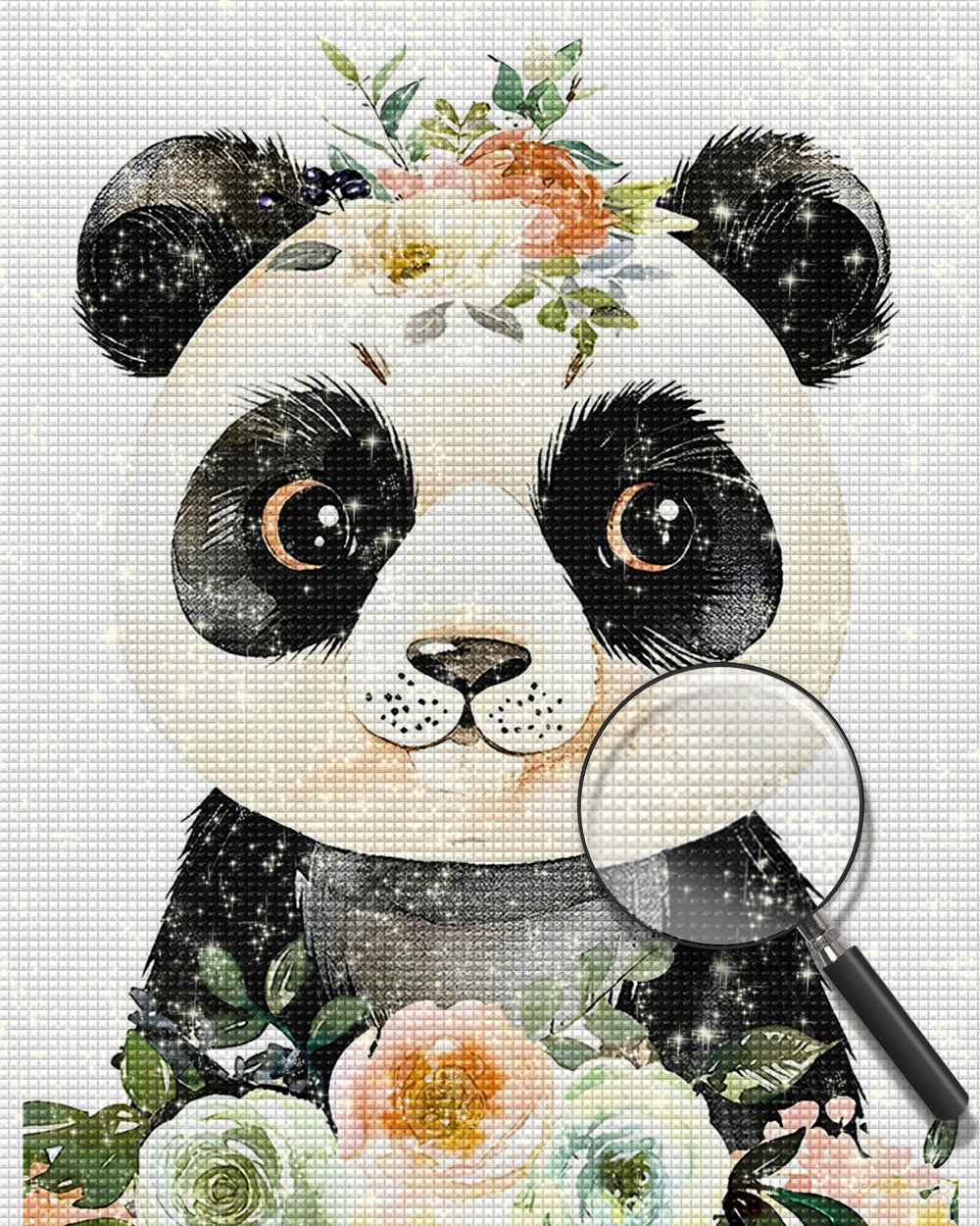 Baby Panda hält Blumen Diamond Painting