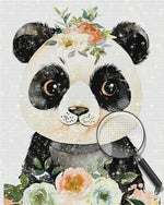 Baby Panda hält Blumen Diamond Painting