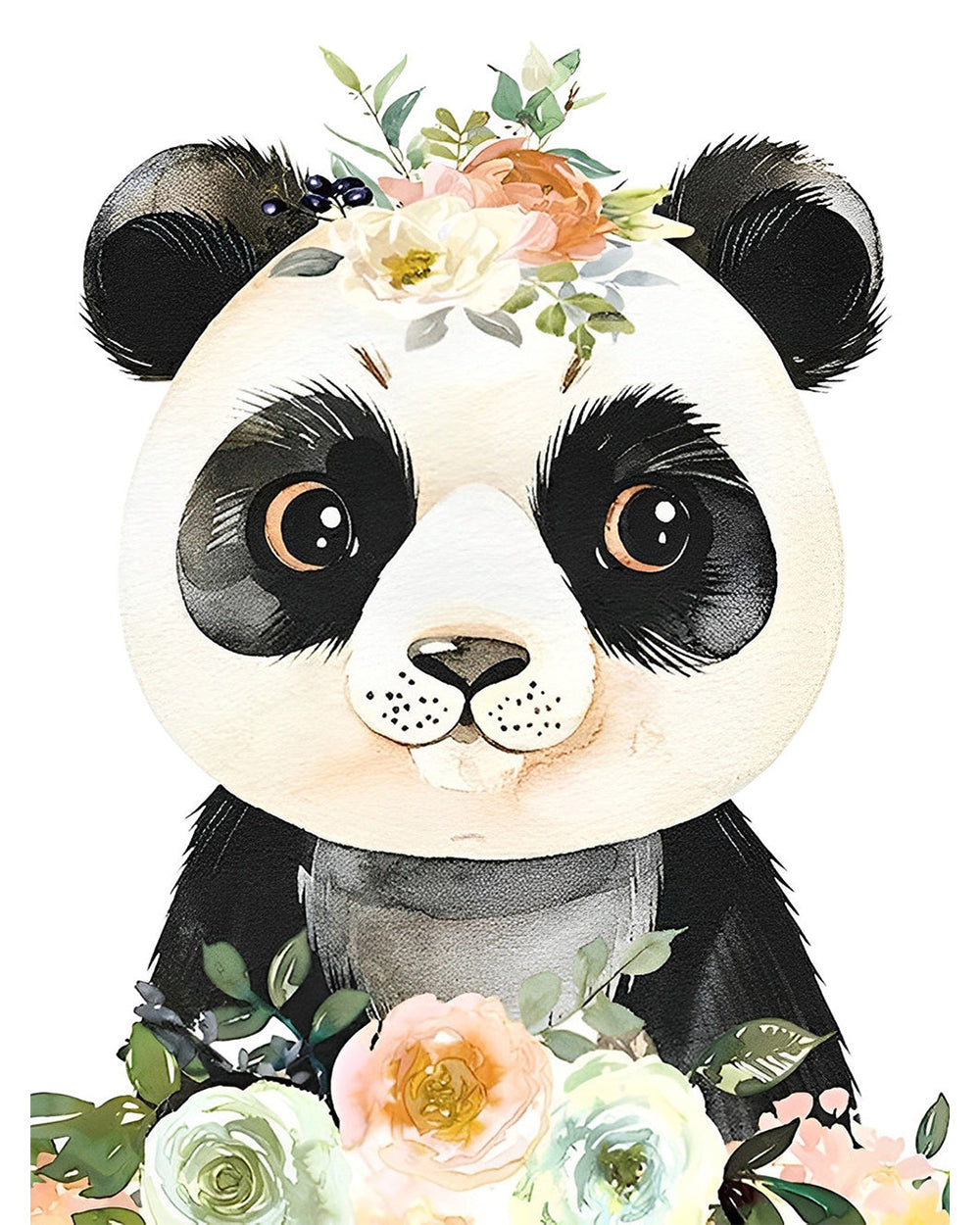 Baby Panda hält Blumen Diamond Painting