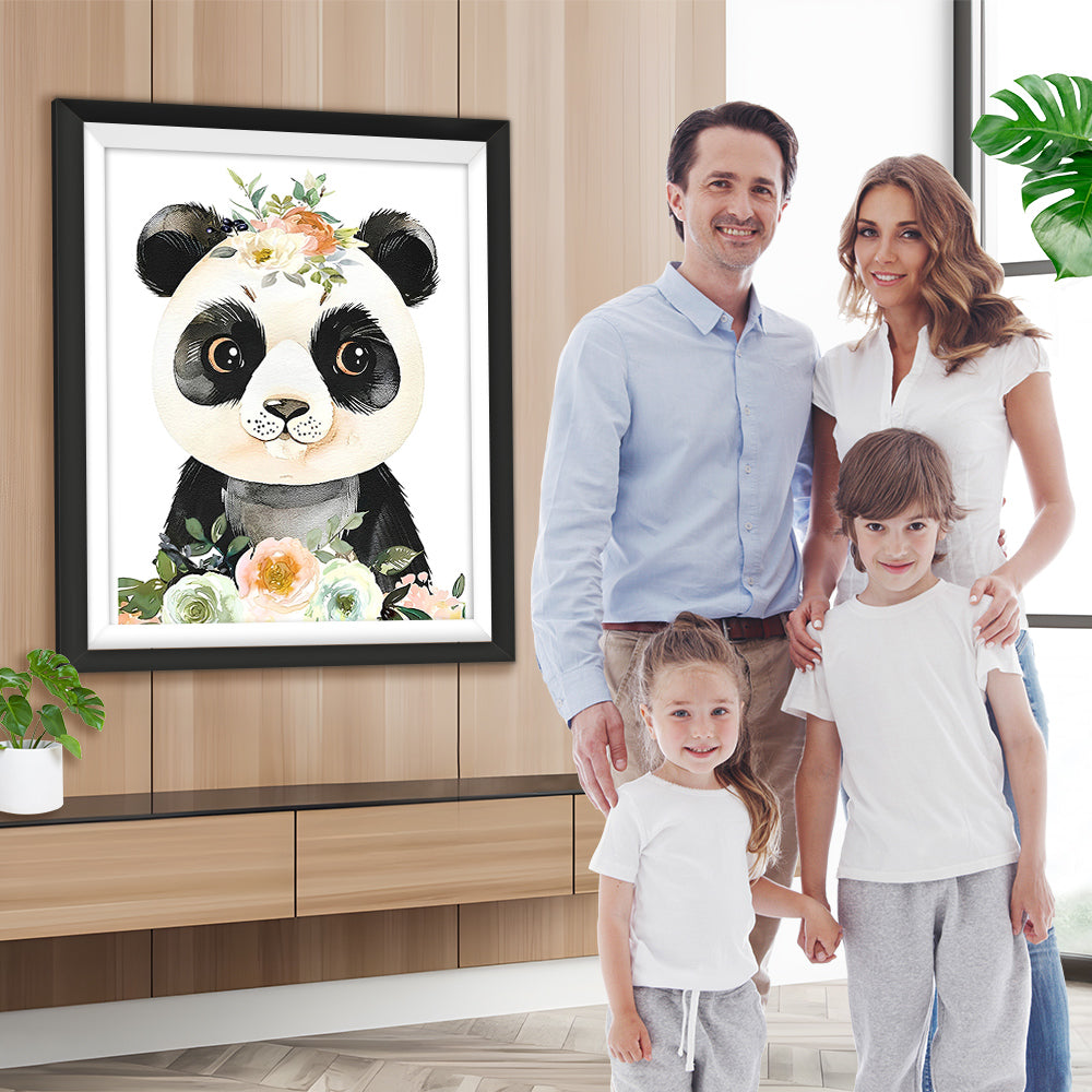 Baby Panda hält Blumen Diamond Painting
