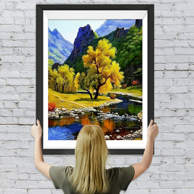 Bach Berg Herbst Diamond Painting