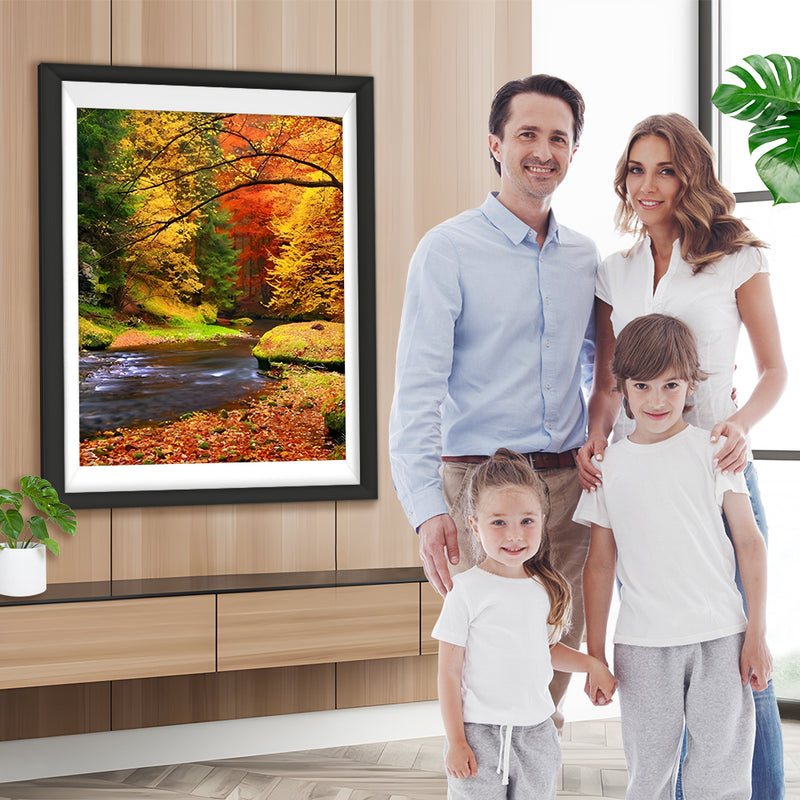 Bach im Wald im Herbst Diamond Painting