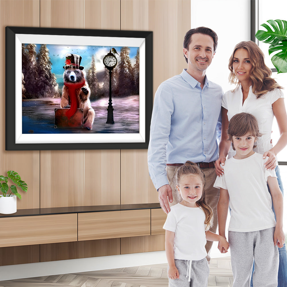 Bär unter einem Uhrzeichen Diamond Painting