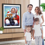 Bärchen haltender Weihnachtsmann Diamond Painting