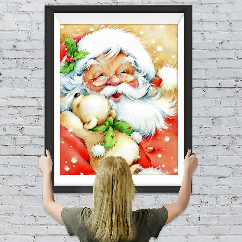 Bärchen haltender Weihnachtsmann Diamond Painting