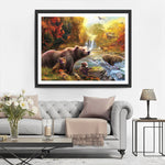 Bären am Fluss im Herbstwald Diamond Painting