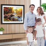 Bären am Fluss im Herbstwald Diamond Painting