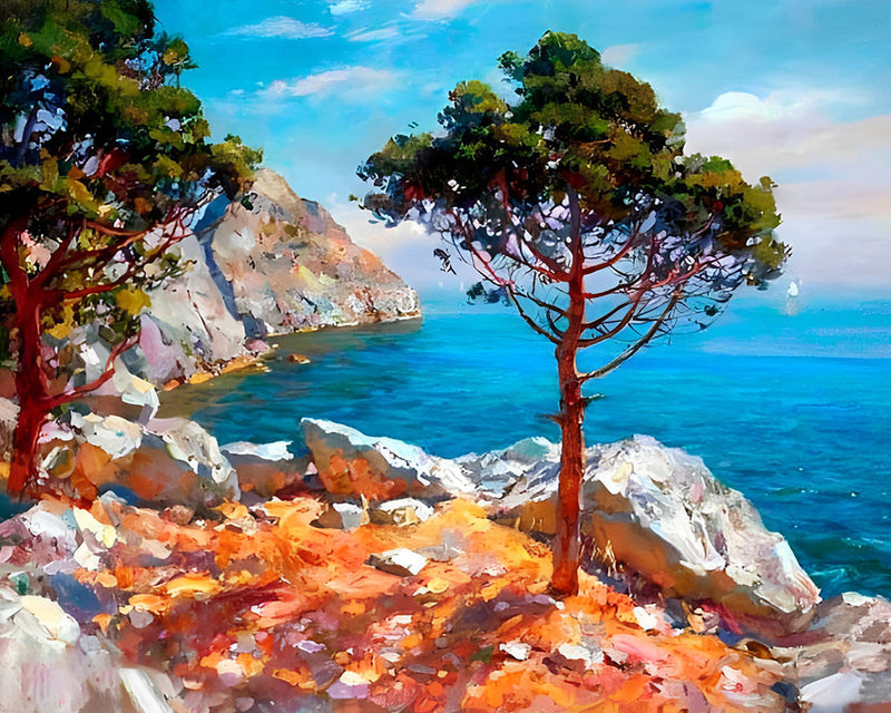 Bäume am See Diamond Painting