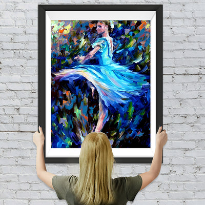 Balletttänzerin im blauen Kleid Diamond Painting