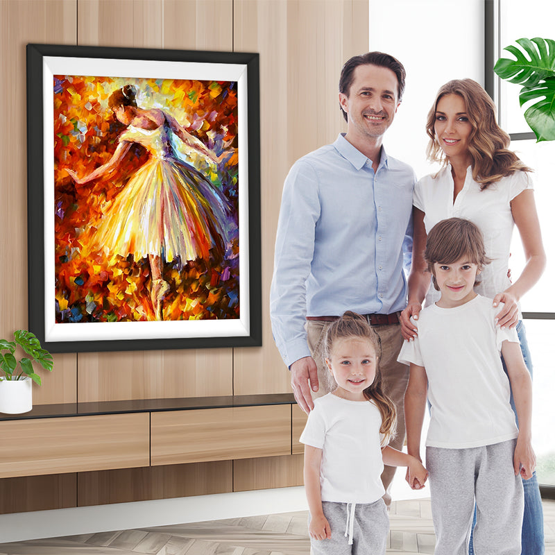 Balletttänzerin im langen Kleid im Ölgemälde Diamond Painting