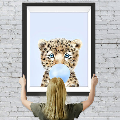 Ballon blasender Cartoon-Leopard Diamond Painting