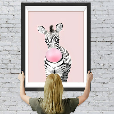 Ballon blasendes Cartoon-Zebra Diamond Painting