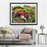 Bauerntraktor und Hahn Diamond Painting