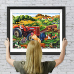 Bauerntraktor und Hahn Diamond Painting