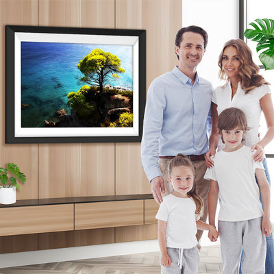 Baum auf dem Felshaufen am Meer Diamond Painting