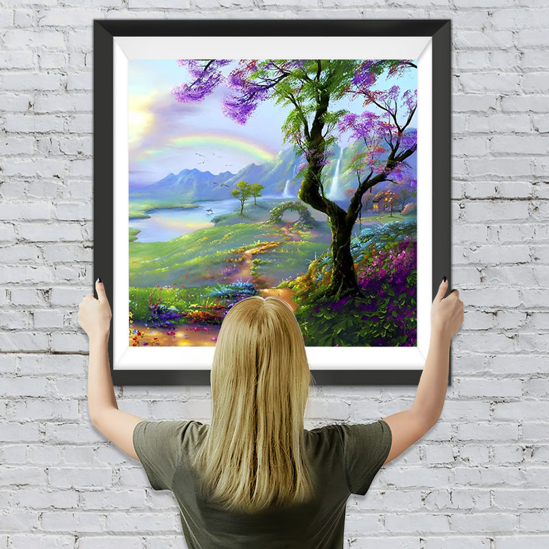 Baum Bach Regenbogen Diamond Painting