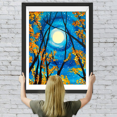 Baum Herbst Mond Diamond Painting