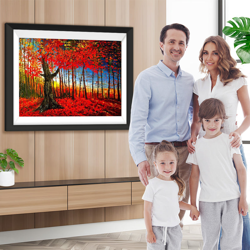 Baum mit roten Blättern Diamond Painting