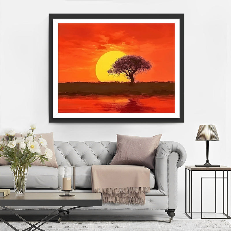 Baum Sonnenuntergang Diamond Painting