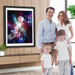 Baum und Mond unter lila Sternenhimmel Diamond Painting