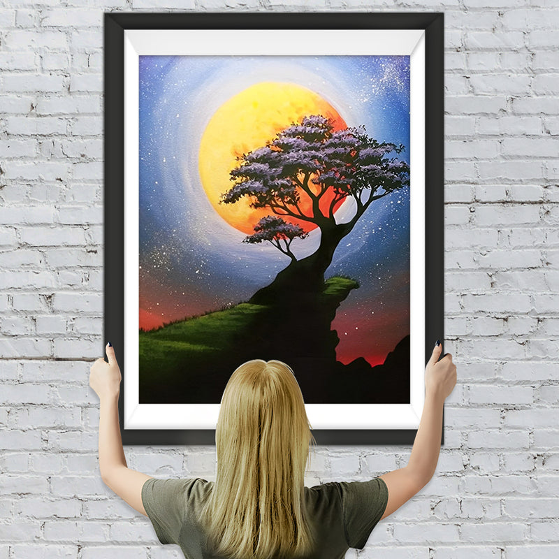 Baum Vollmond Diamond Painting