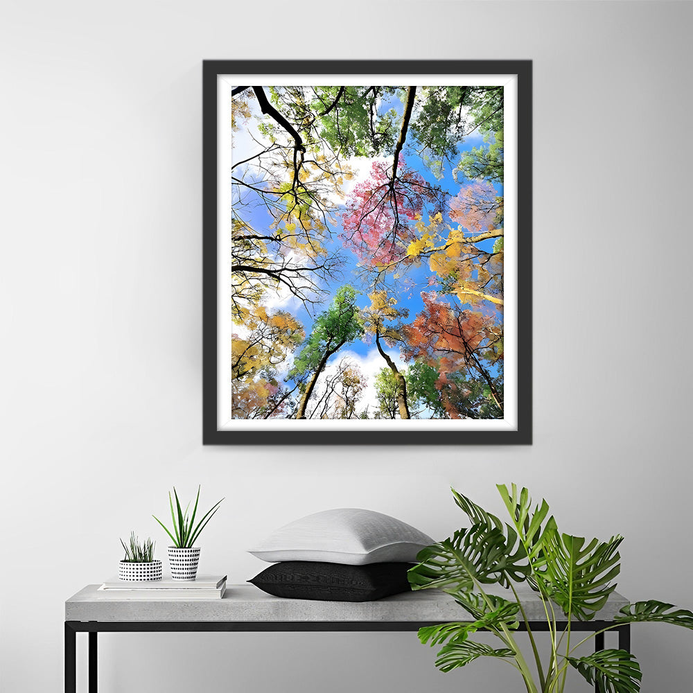 Baumkrone unter blauem Himmel Diamond Painting