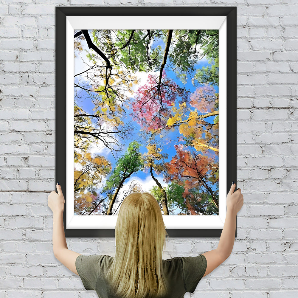 Baumkrone unter blauem Himmel Diamond Painting