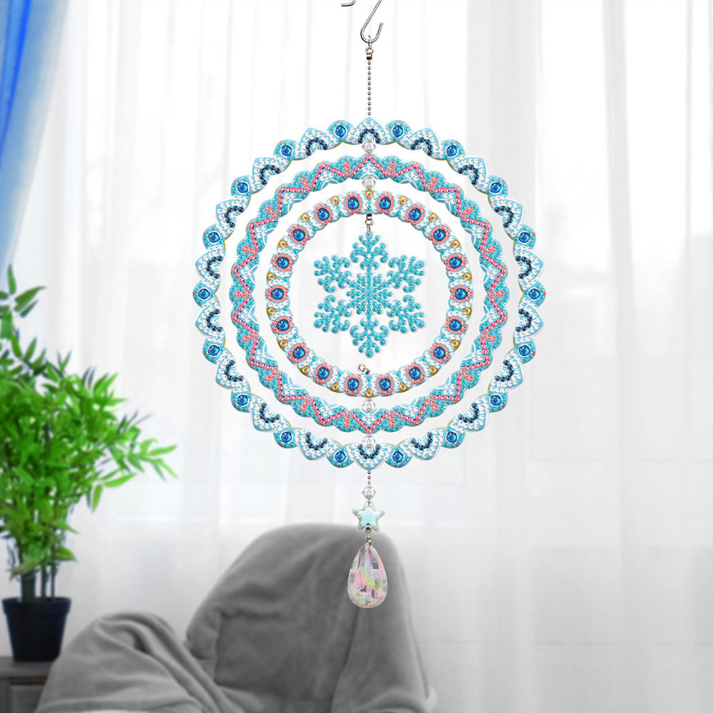 Beidseitig Diamond Painting Sonnenfänger Kristalle Hängedekoration - Blaue Schneeflocke