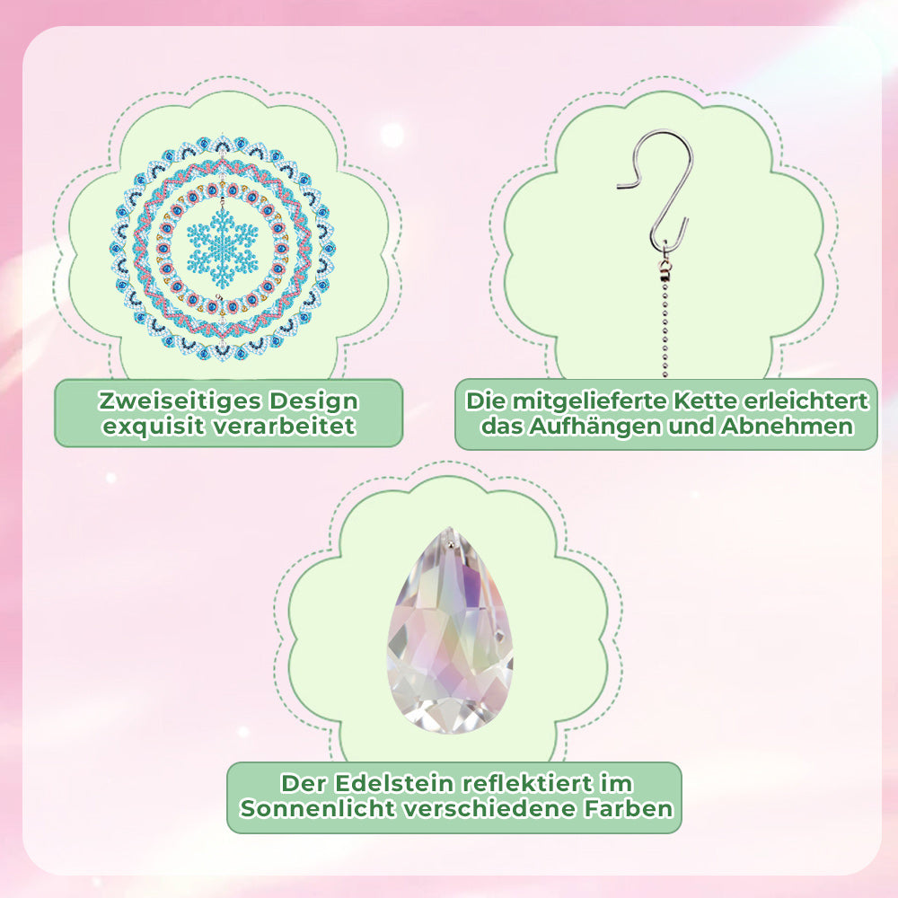 Beidseitig Diamond Painting Sonnenfänger Kristalle Hängedekoration - Blaue Schneeflocke