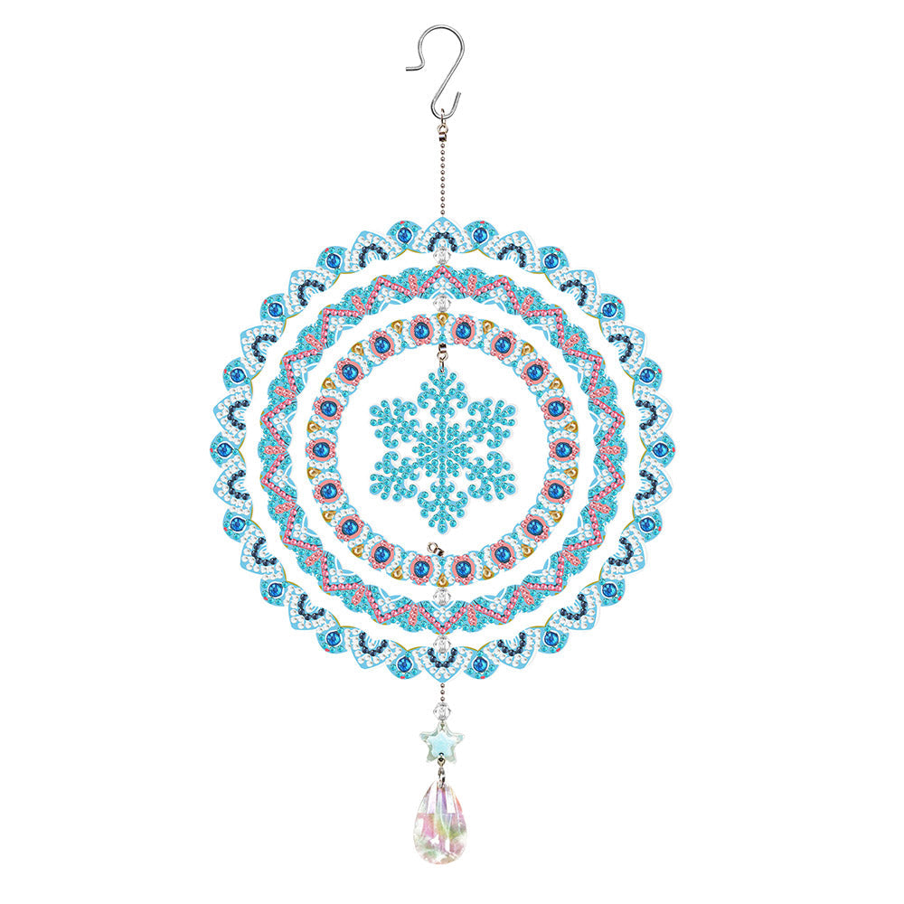 Beidseitig Diamond Painting Sonnenfänger Kristalle Hängedekoration - Blaue Schneeflocke