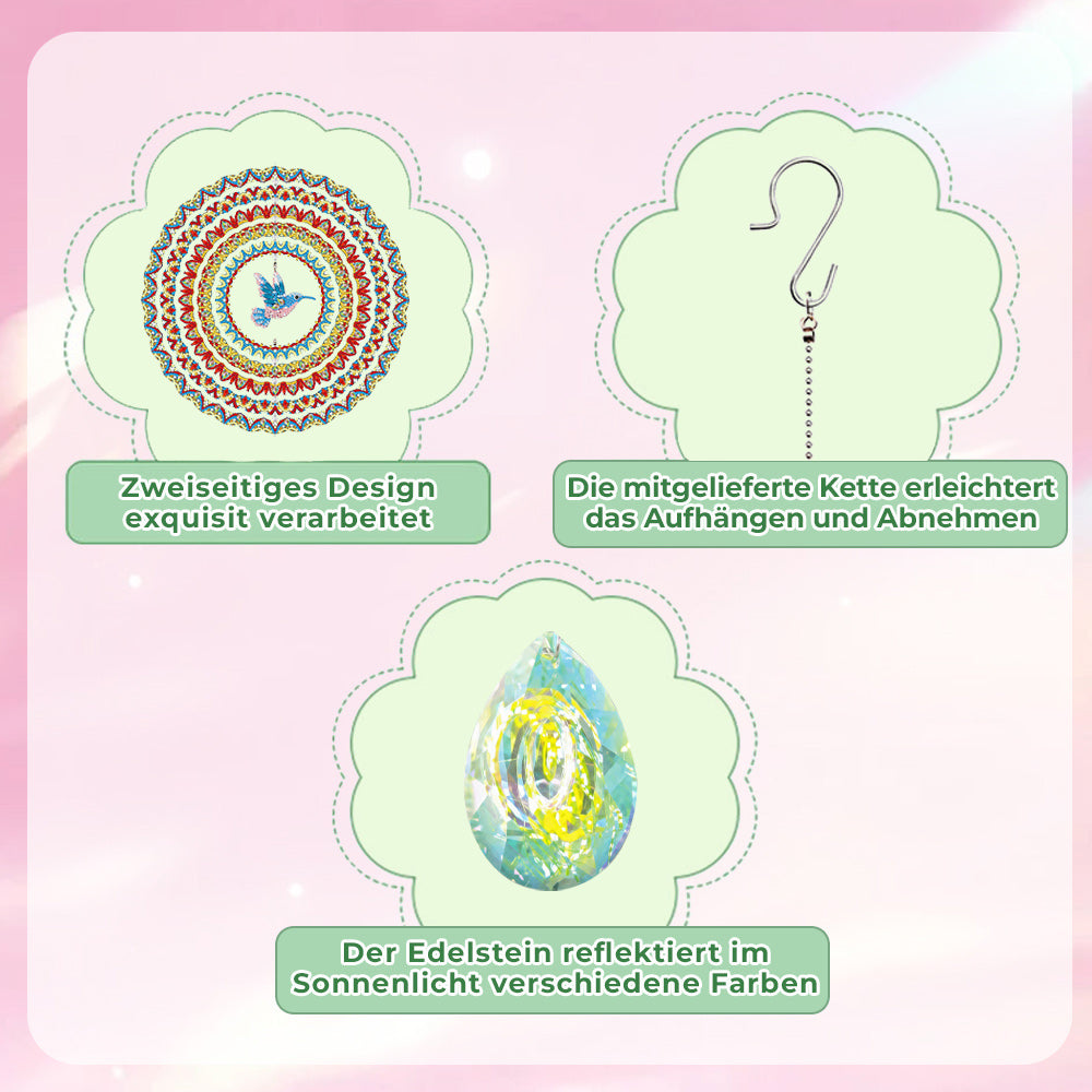 Beidseitig Diamond Painting Sonnenfänger Kristalle Hängedekoration - Blauer Kolibri