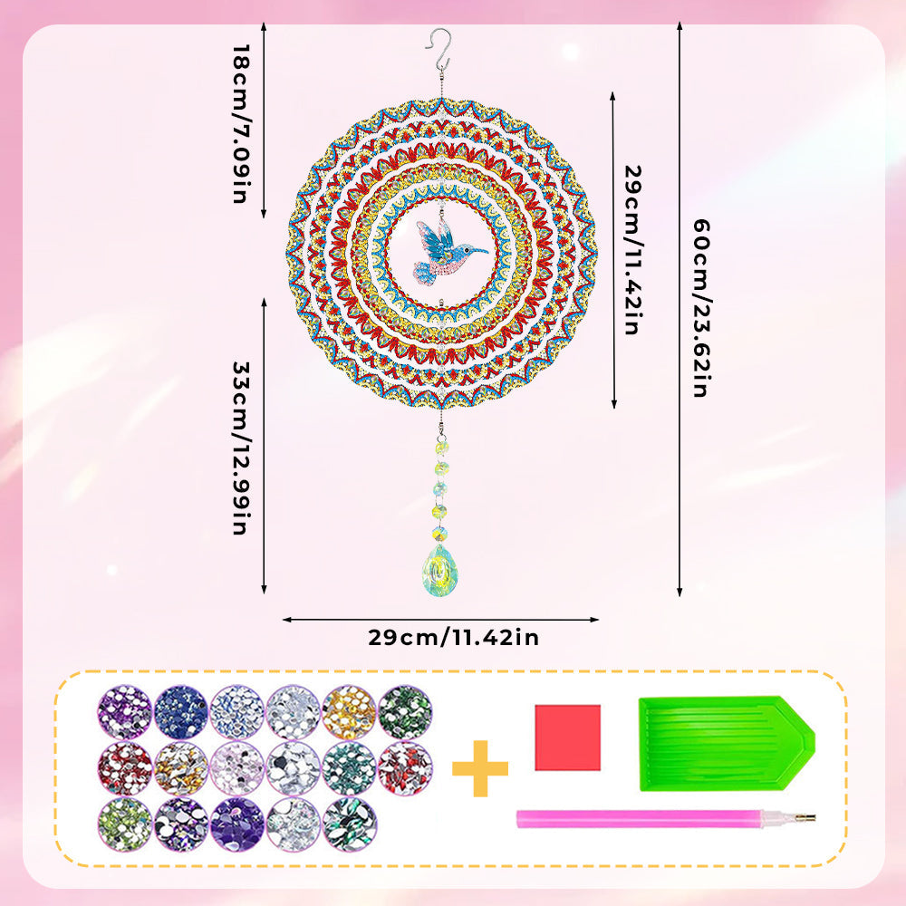 Beidseitig Diamond Painting Sonnenfänger Kristalle Hängedekoration - Blauer Kolibri