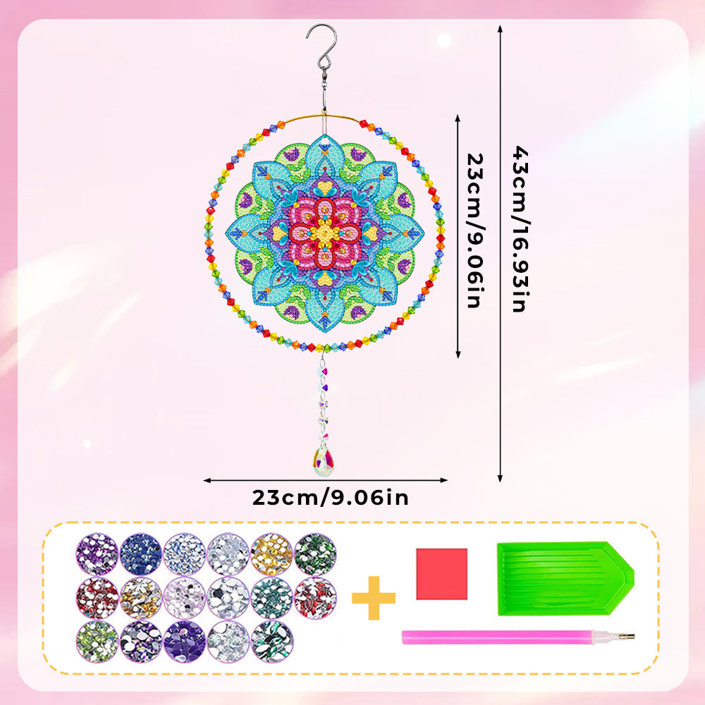 Beidseitig Diamond Painting Sonnenfänger Kristalle Hängedekoration - Farbenfrohes Mandala